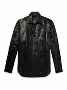 TOM FORD - Snake-Effect Metallic Silk-Blend Shirt - Black