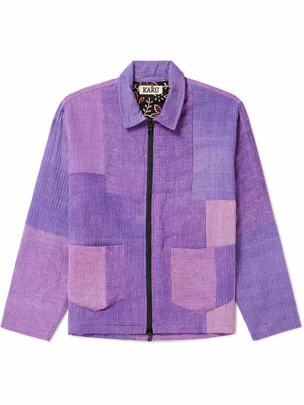 Photo: Karu Research - Throwing Fits Patchwork Embroidered Cotton Jacket - Purple