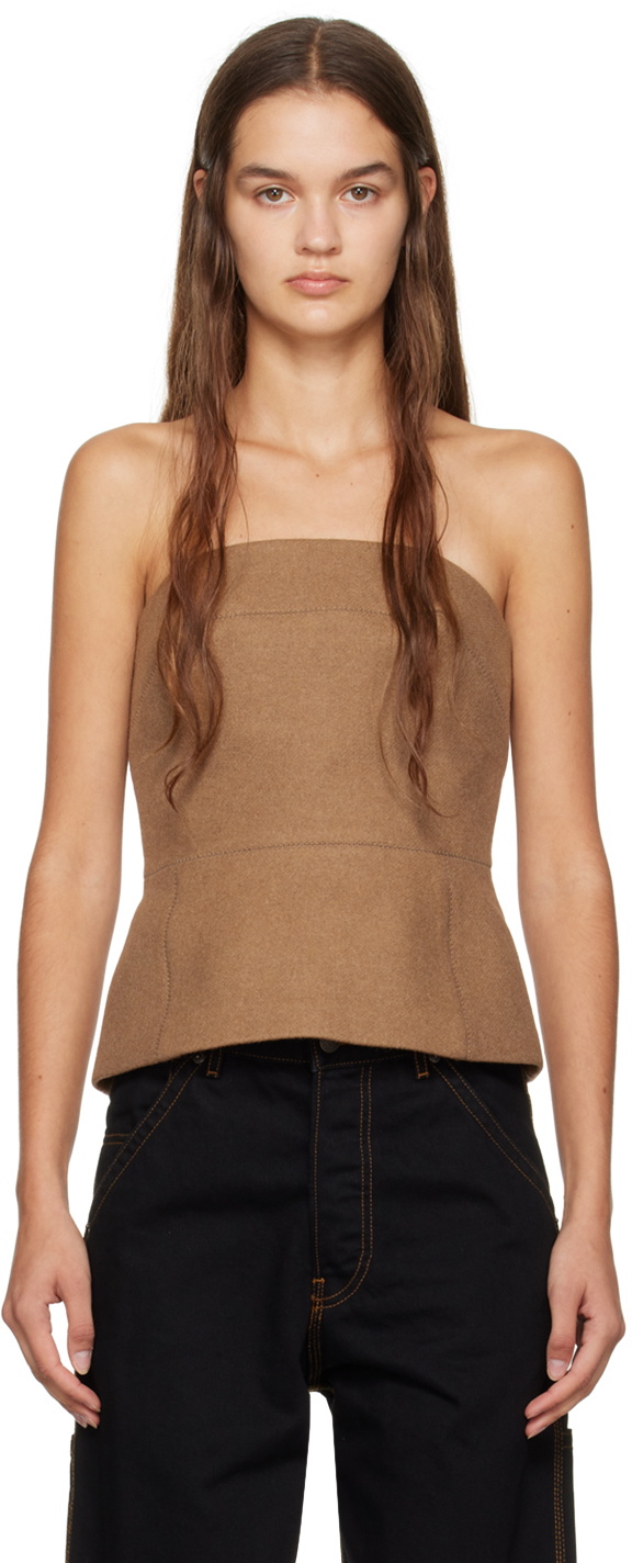 Dries Van Noten Tan Bustier Camisole Dries Van Noten