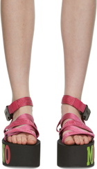 Moschino Pink Logo Platform Sandals