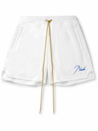 Rhude - Straight-Leg Logo-Embroiderd Cotton-Fleece Shorts - White