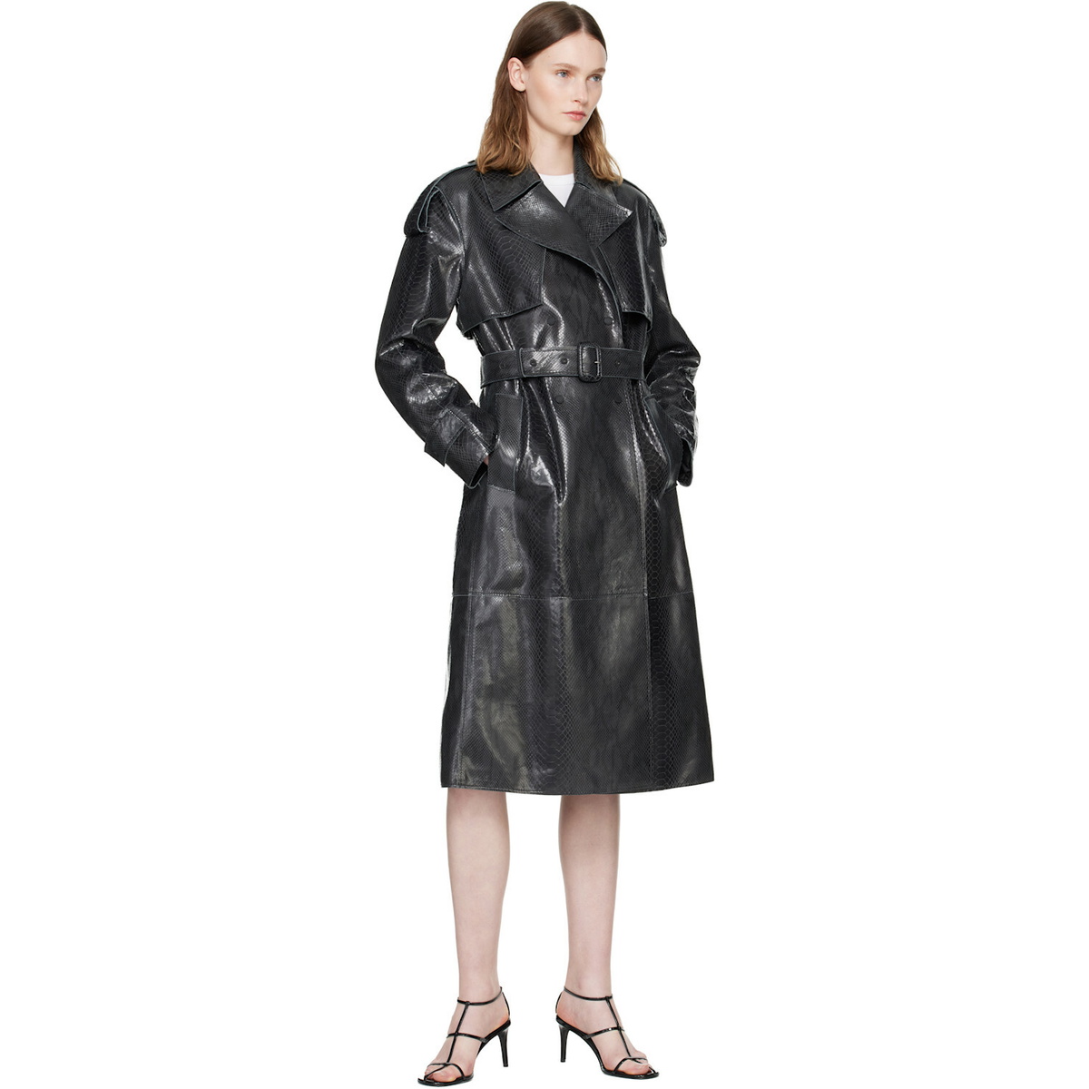 MACKAGE Black CARMELA-SNK Snake Pattern Leather Coat