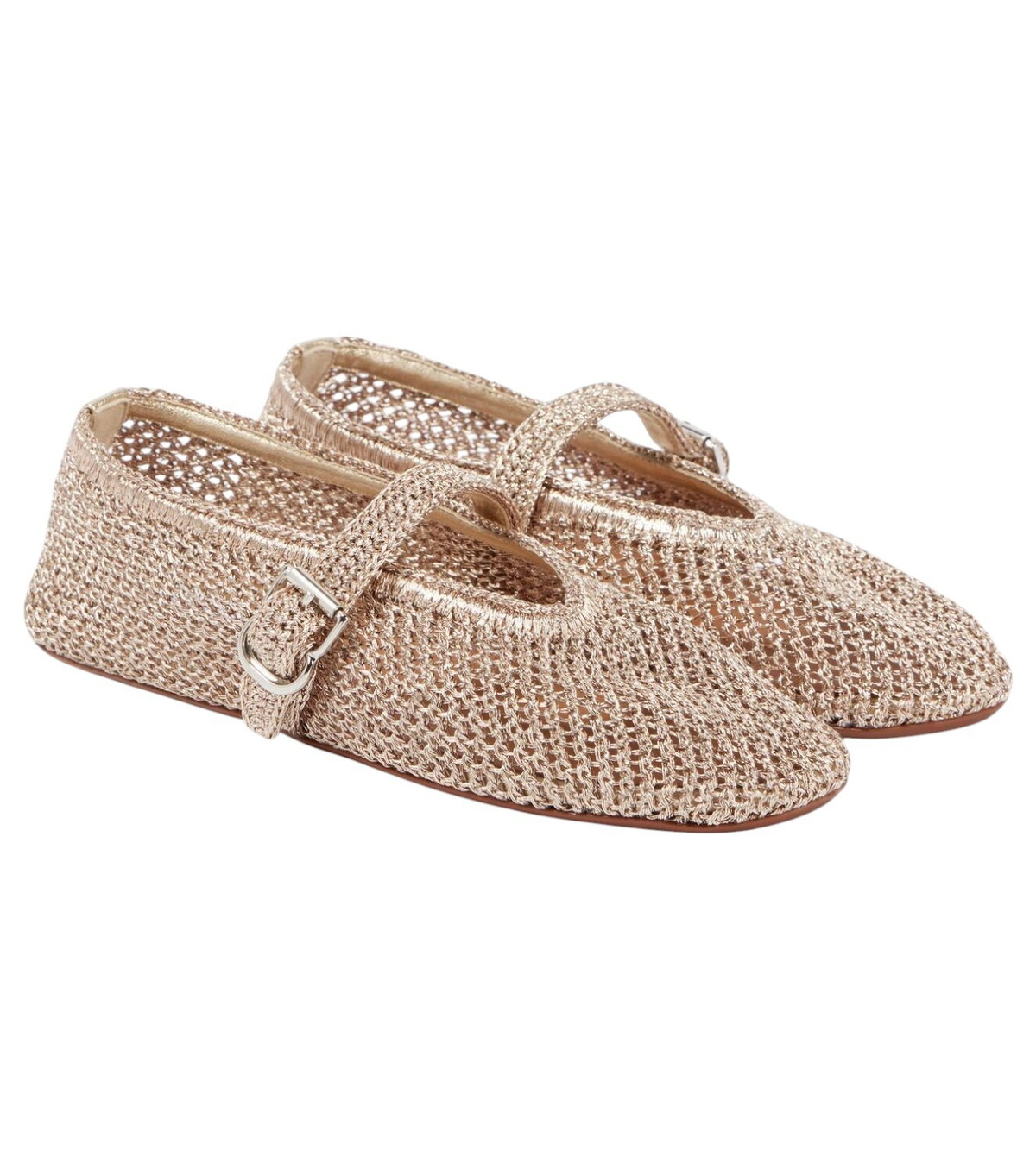 Alaa Metallic mesh ballet flats ALAA