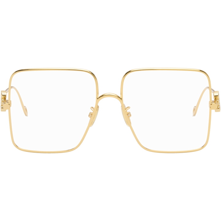 Photo: LOEWE Gold Oversize Square Retro Glasses