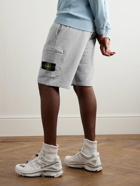 Stone Island - Straight-Leg Logo-Appliquéd Garment-Dyed Cotton-Jersey Shorts - Gray