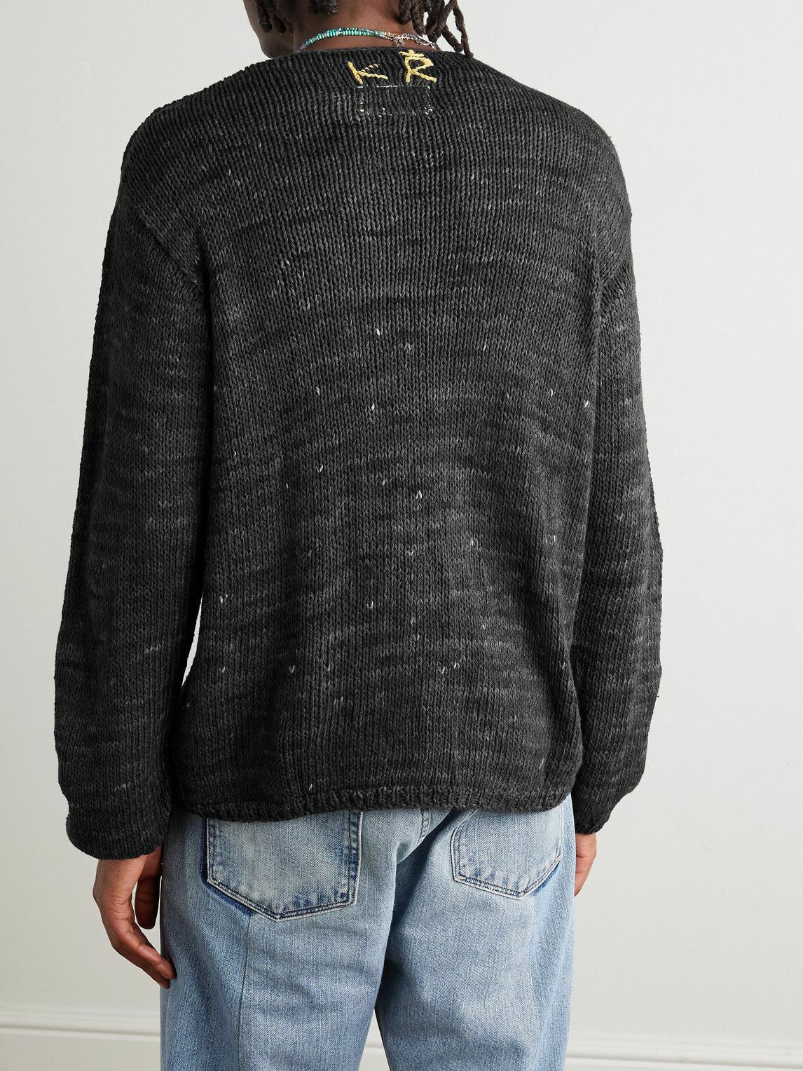 Kartik Research - Logo-Embroidered Knitted Silk Sweater - Black
