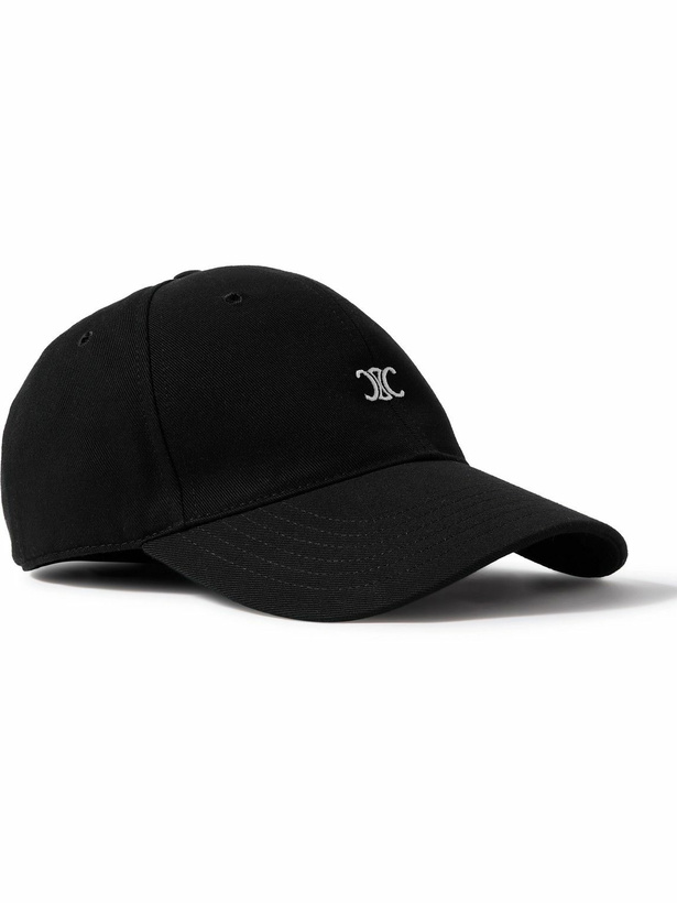 Photo: CELINE - Logo-Embroidered Cotton-Gabardine Baseball Cap - Black