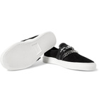AMIRI - Embellished Leather-Trimmed Suede Slip-On Sneakers - Black