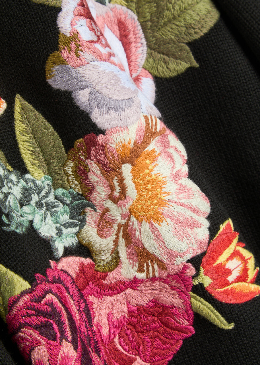 Alice + Olivia Belva Floral-jacquard Stretch-wool Jumper Black