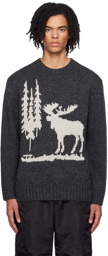 BEAMS PLUS Gray Intarsia Sweater