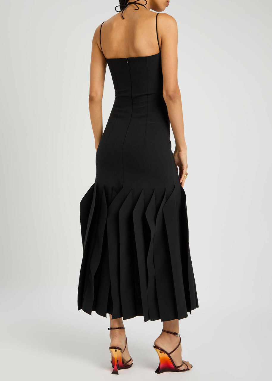 A.W.A.K.E Mode Lip Chocker Crepe Midi Dress Black