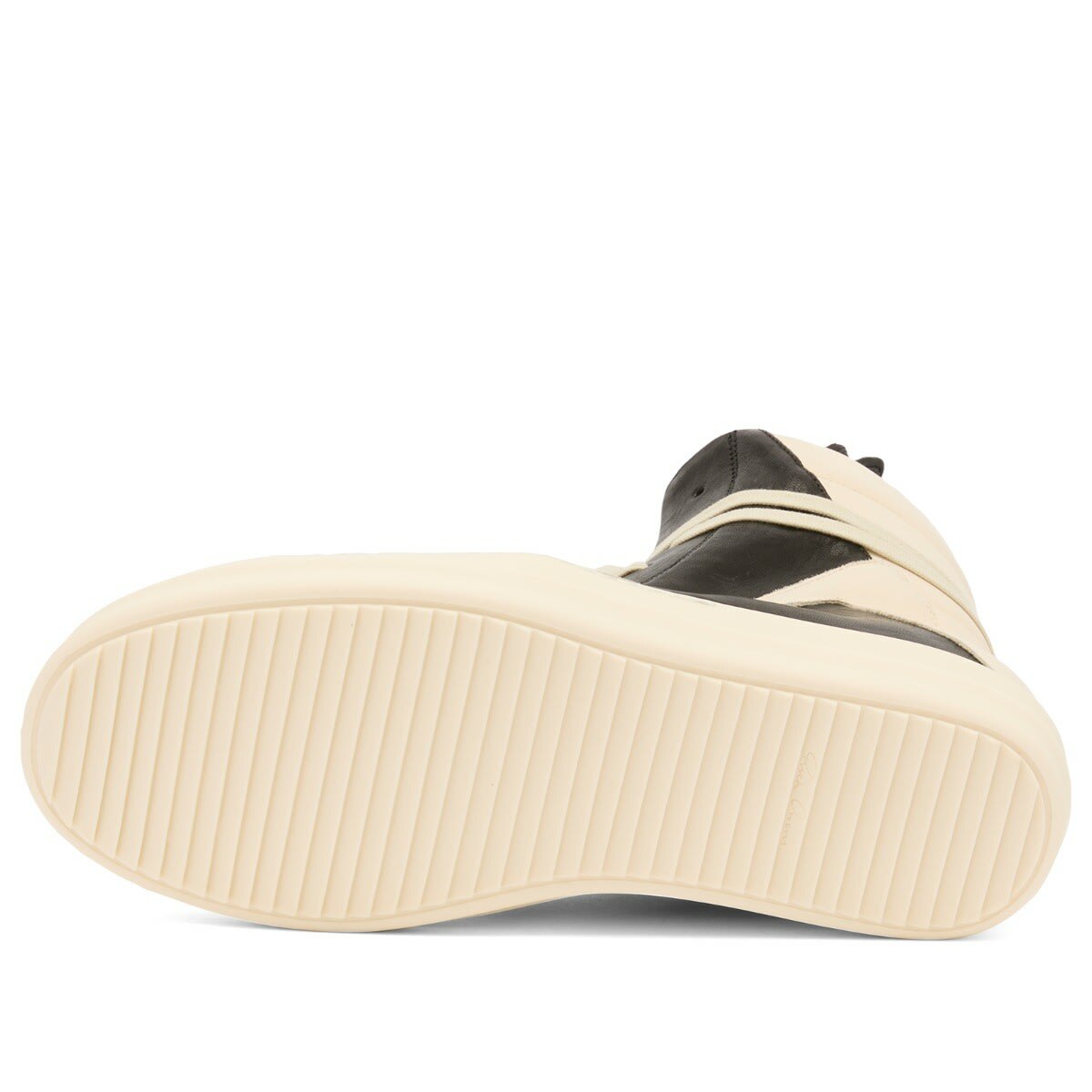 Rick Owens Men's Leather Geobasket Sneakers in Black/Milk/Milk
