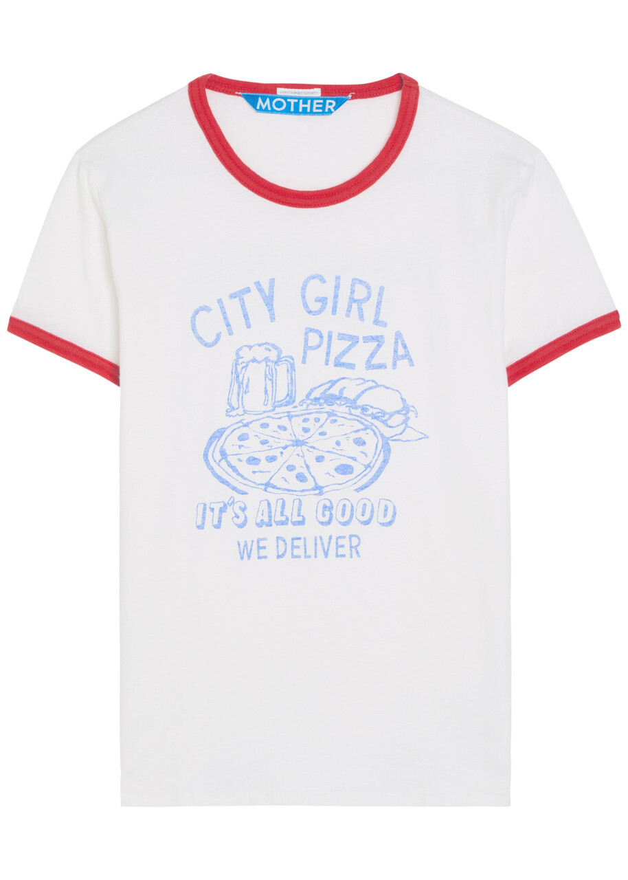 Mother The Lil Goodie Ringer Printed Cotton T-shirt White