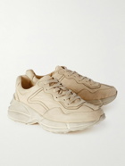 GUCCI - Rhyton Distressed Leather Sneakers - Neutrals