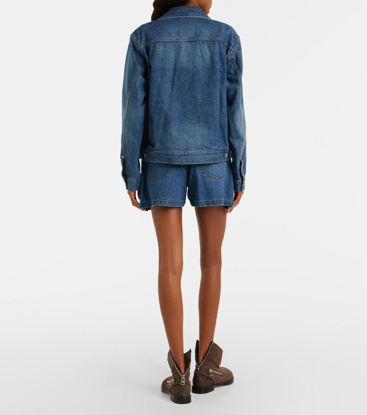 Sacai Paneled denim shorts