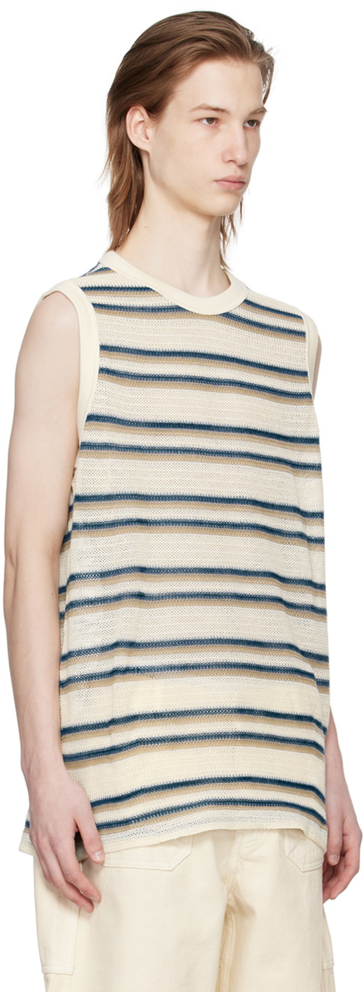 AFTER PRAY Beige Stripes Tank Top