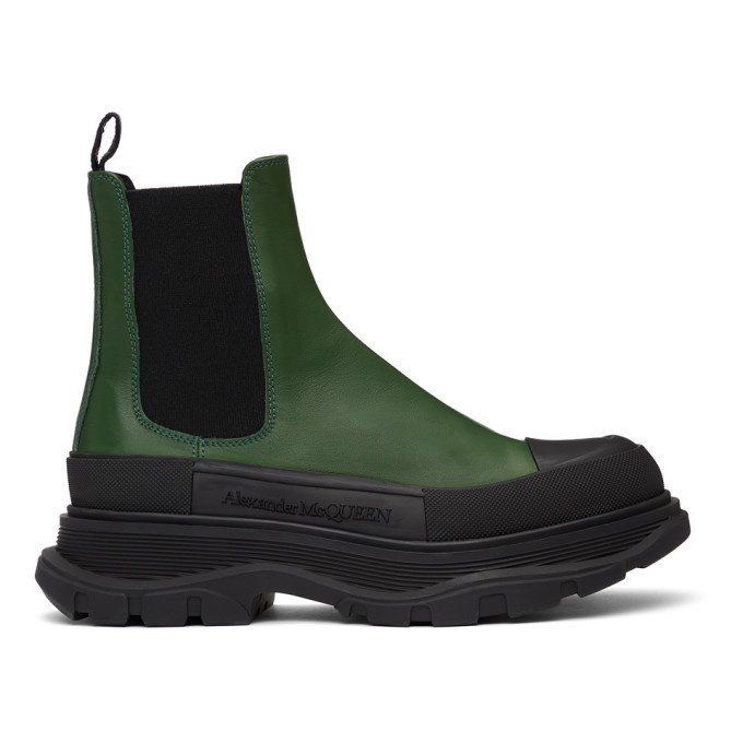 Photo: Alexander McQueen Green Tread Slick Chelsea Boots