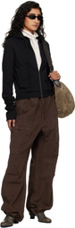 Entire Studios Black Lightweight Cropped Zip Up Hoodie