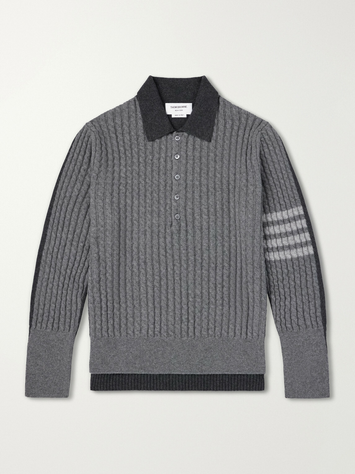 Thom Browne - Knitted Merino Wool Polo Sweater - Gray