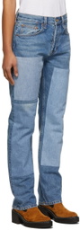 B Sides Blue Marcel Relaxed Straight Patchwork No. 3 Jeans