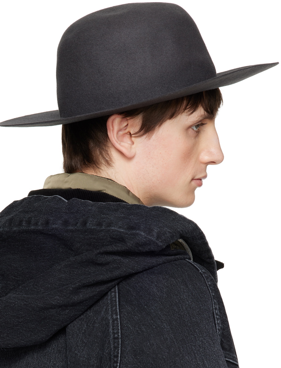 sacai Gray Felted Structured Hat Sacai