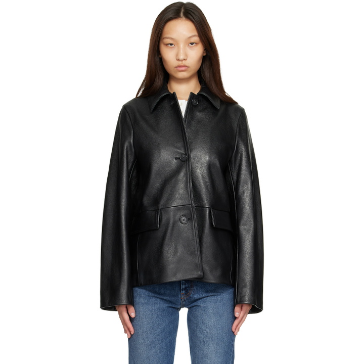 Photo: TOTEME Black Grained Leather Jacket