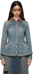 McQueen Blue Peplum Denim Jacket