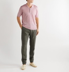 Altea - Embroidered Mélange Linen Polo Shirt - Pink
