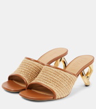 JW Anderson Chain Heel leather-trimmed raffia sandals