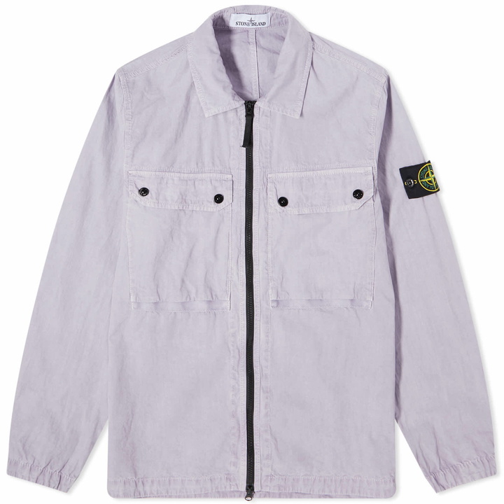 Photo: Stone Island Men's Garment Dyed Two Pocket Zip Overshirt in Lavender