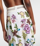 Là Fuori Luminous Flounce embellished floral gown