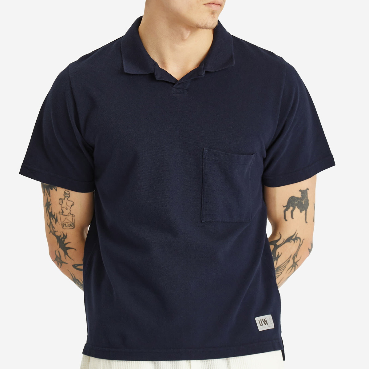 Universal Works Men's Pique Vacation Polo in Bright Navy