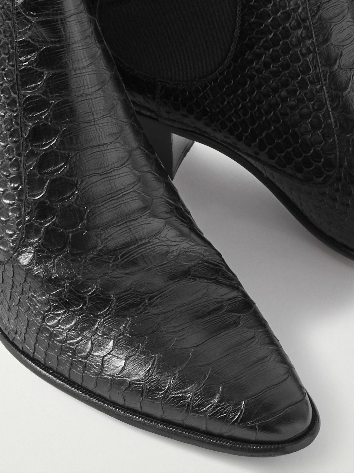CELINE - Snake-Effect Leather Chelsea Boots - Black