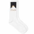 Rhude Men's Moonlight Socks in White/Black/Yellow 