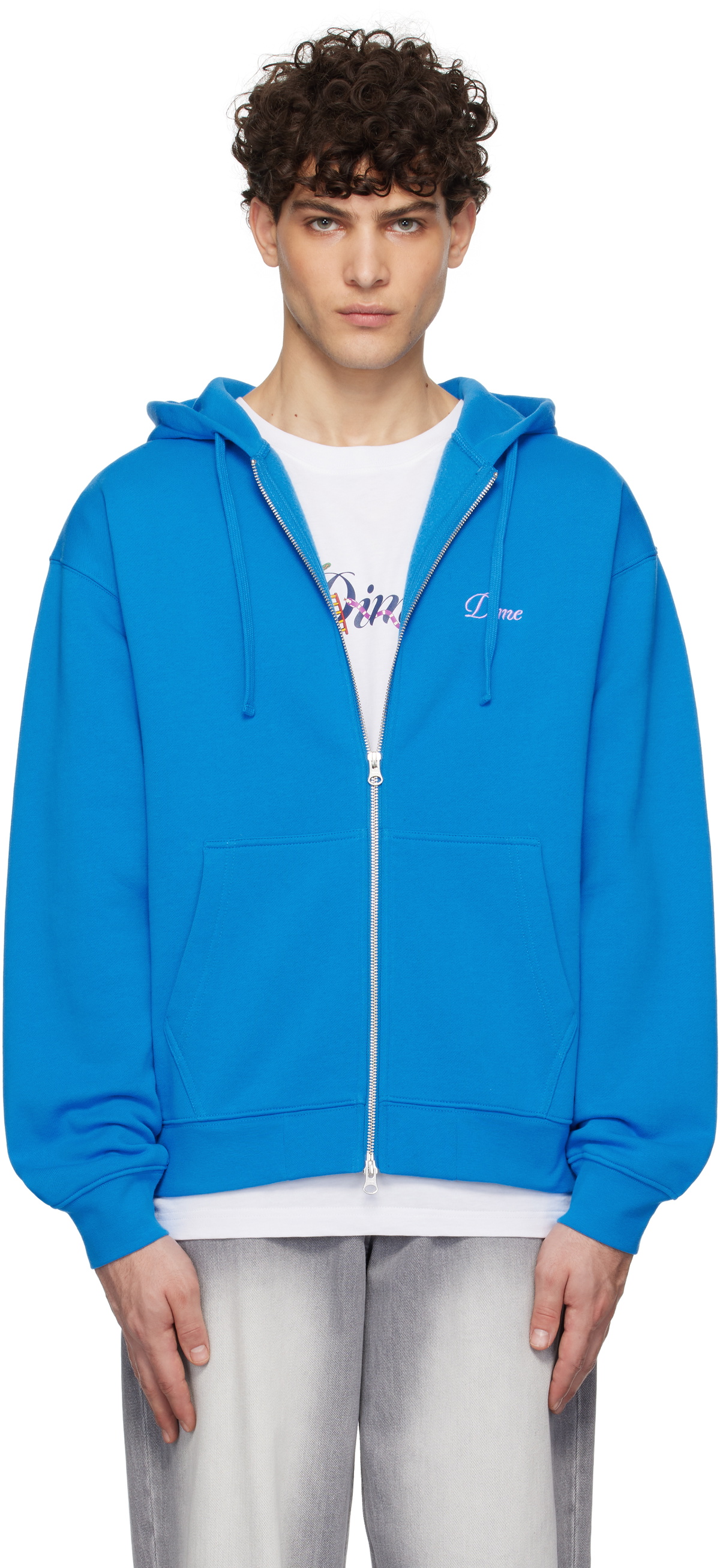 【関税込】Dime ダイム Cursive Small Logo Zip Hoodie 人気 Dime Men's Cursive Small Logo Zip Hoodie in Black Dime