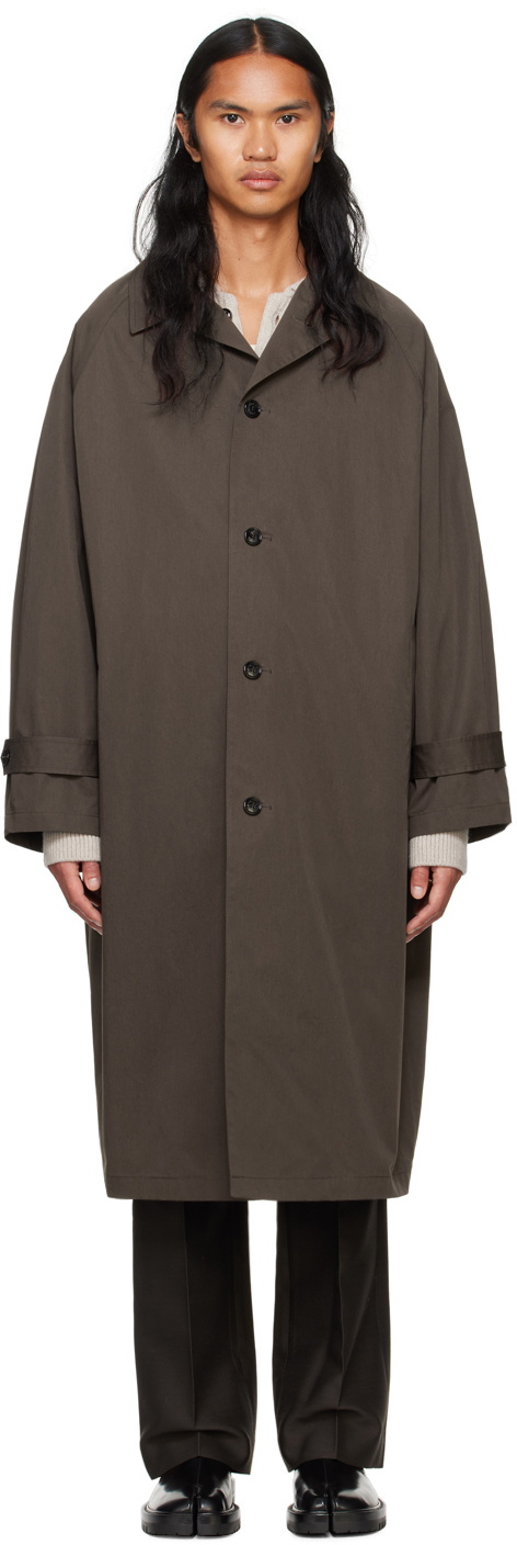 System Brown Balmacaan-Style Coat