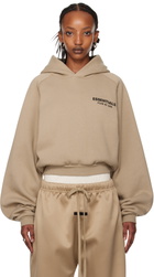 Fear of God ESSENTIALS Beige Fleece Cropped Hoodie