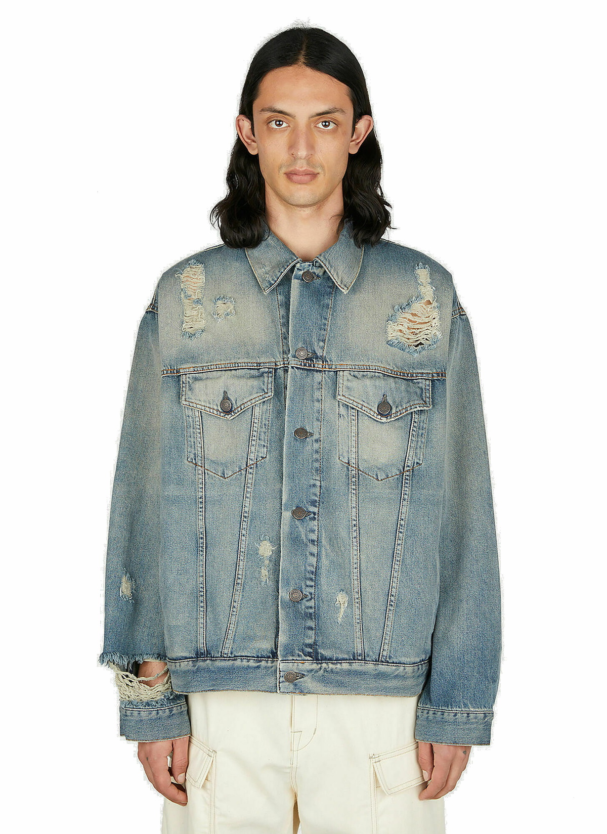 Acne Studios - Distressed Denim Jacket in Blue Acne Studios