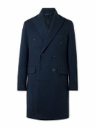 Richard James - Double-Breasted Herringbone Cashmere Coat - Blue