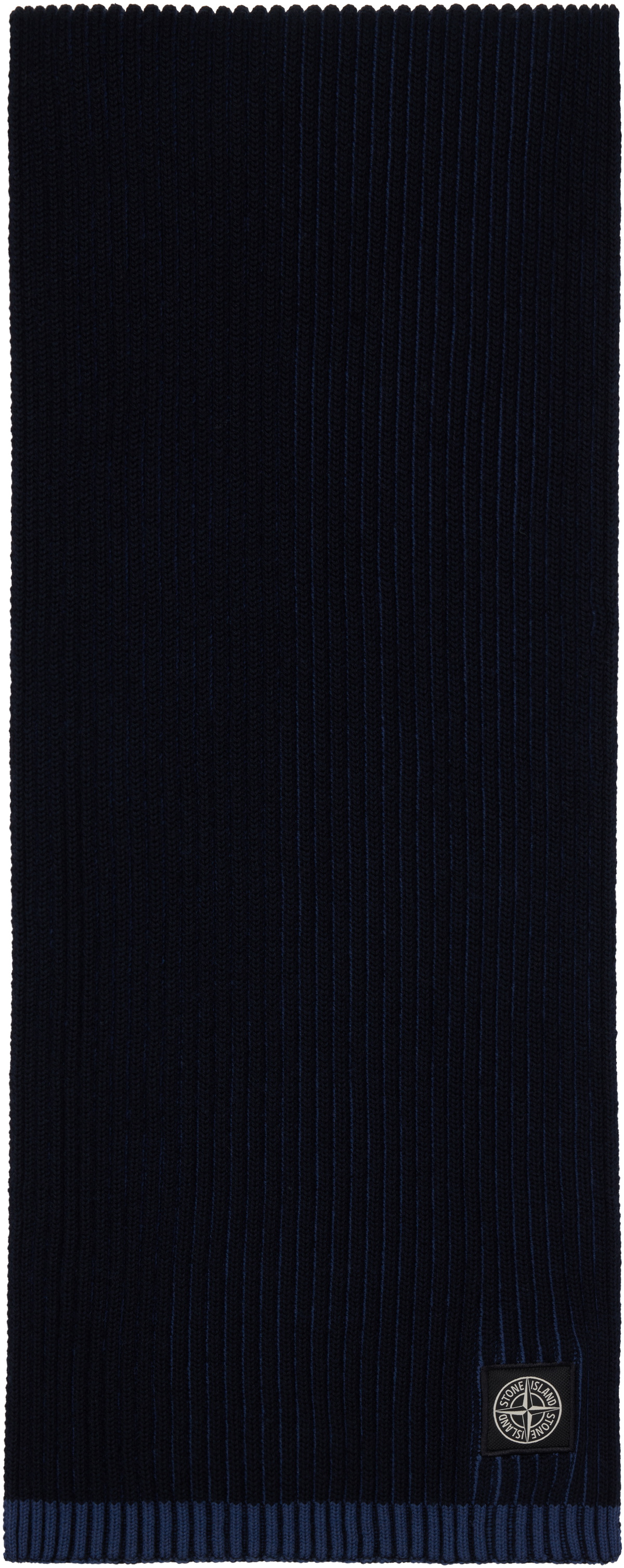 Stone Island Navy Knitted Badge Scarf