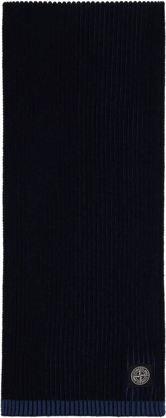 Photo: Stone Island Navy Knitted Badge Scarf