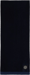Stone Island Navy Knitted Badge Scarf