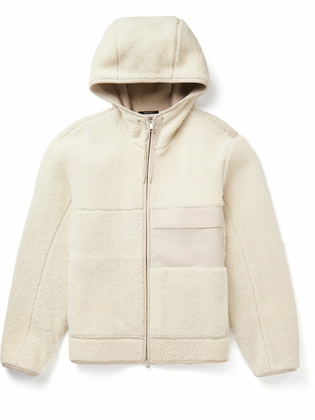 Photo: Zegna - Leather-Trimmed Shearling Hooded Jacket - Neutrals