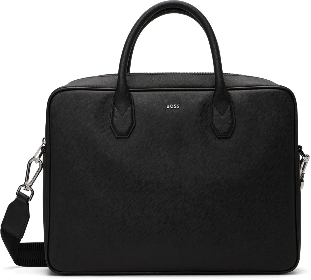 BOSS Black Logo Lettering Grained Briefcase