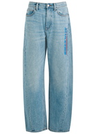 Alexanderwang.t Logo-print Barrel-leg Jeans Indigo