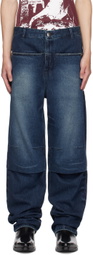 lesugiatelier Navy Knee Tuck Jeans