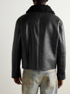 Acne Studios - Shearling-Trimmed Cracked-Leather Jacket - Black