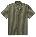 Gitman Vintage - Camp-Collar Striped Cotton and Silk-Blend Shirt - Men - Army green