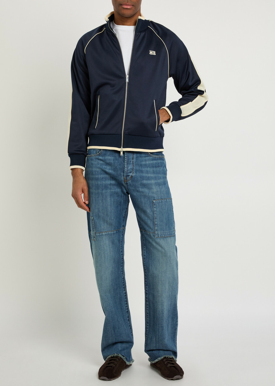 Wales Bonner Motion Logo-embroidered Jersey Track Jacket Navy