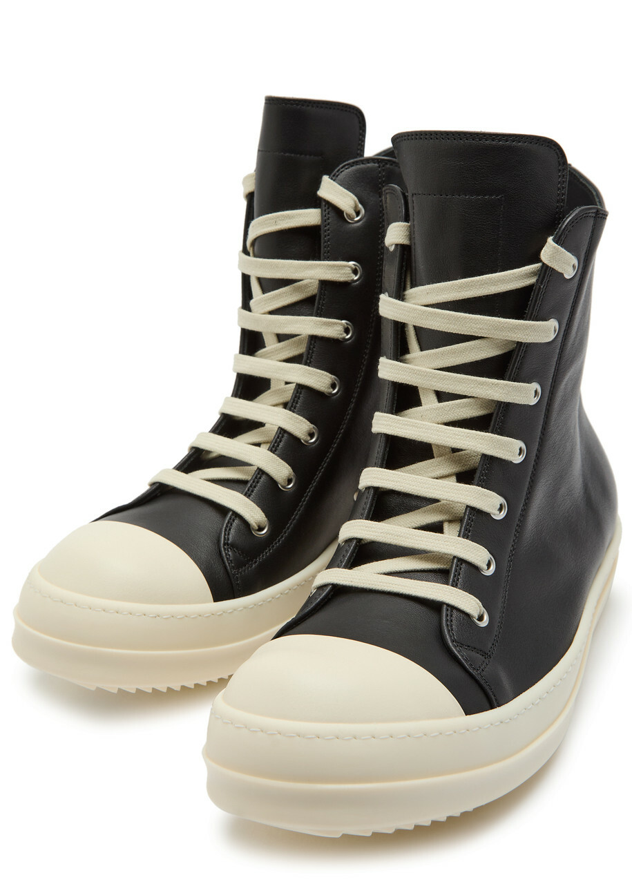 Rick Owens Leather High-top Sneakers Black